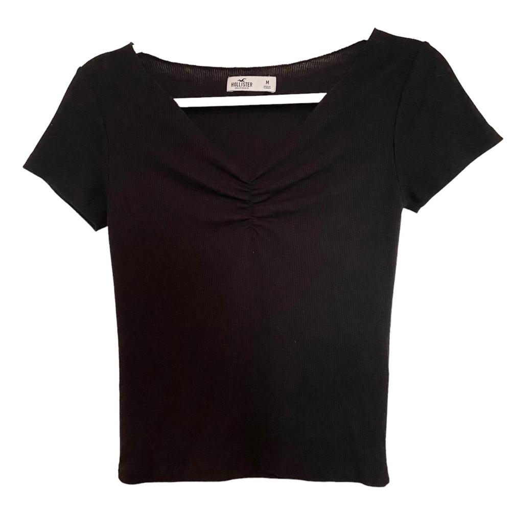 Hollister Cinched Top Short Sleeve Black Women’s Size Medium